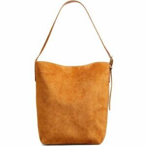 Madewell The Essential Bucket Tote Suede Dark Caramel Tan Brown